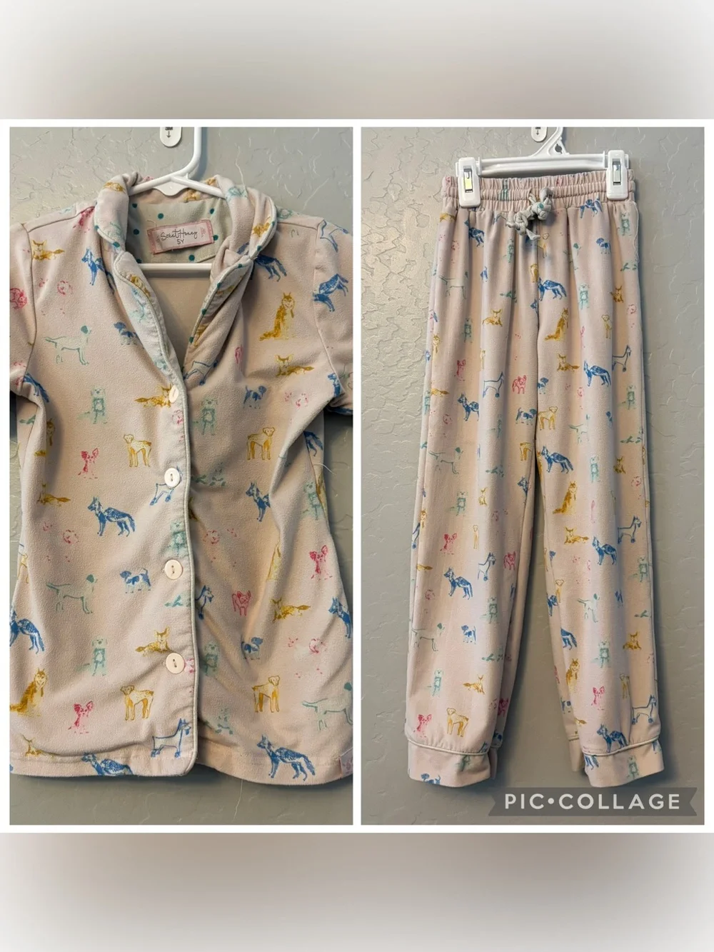 Sweethoney multicolored dog print two piece pajama set size 5